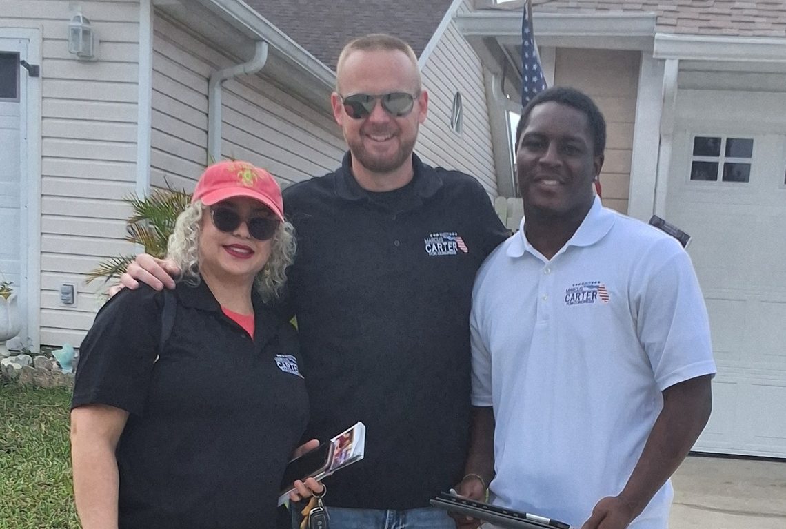 Marcus Carter with supporters